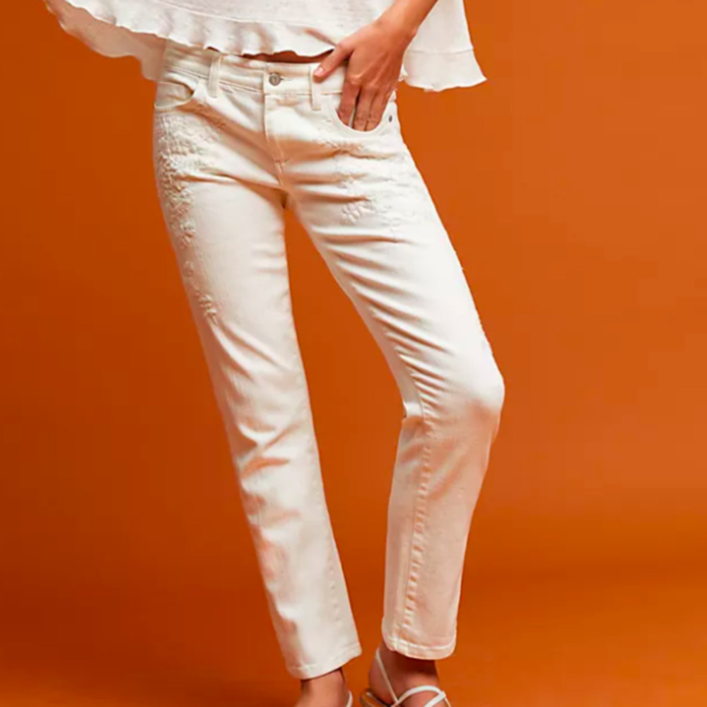 ANTHRO Pilcro & the Letterpress white Hyphen jeans 25